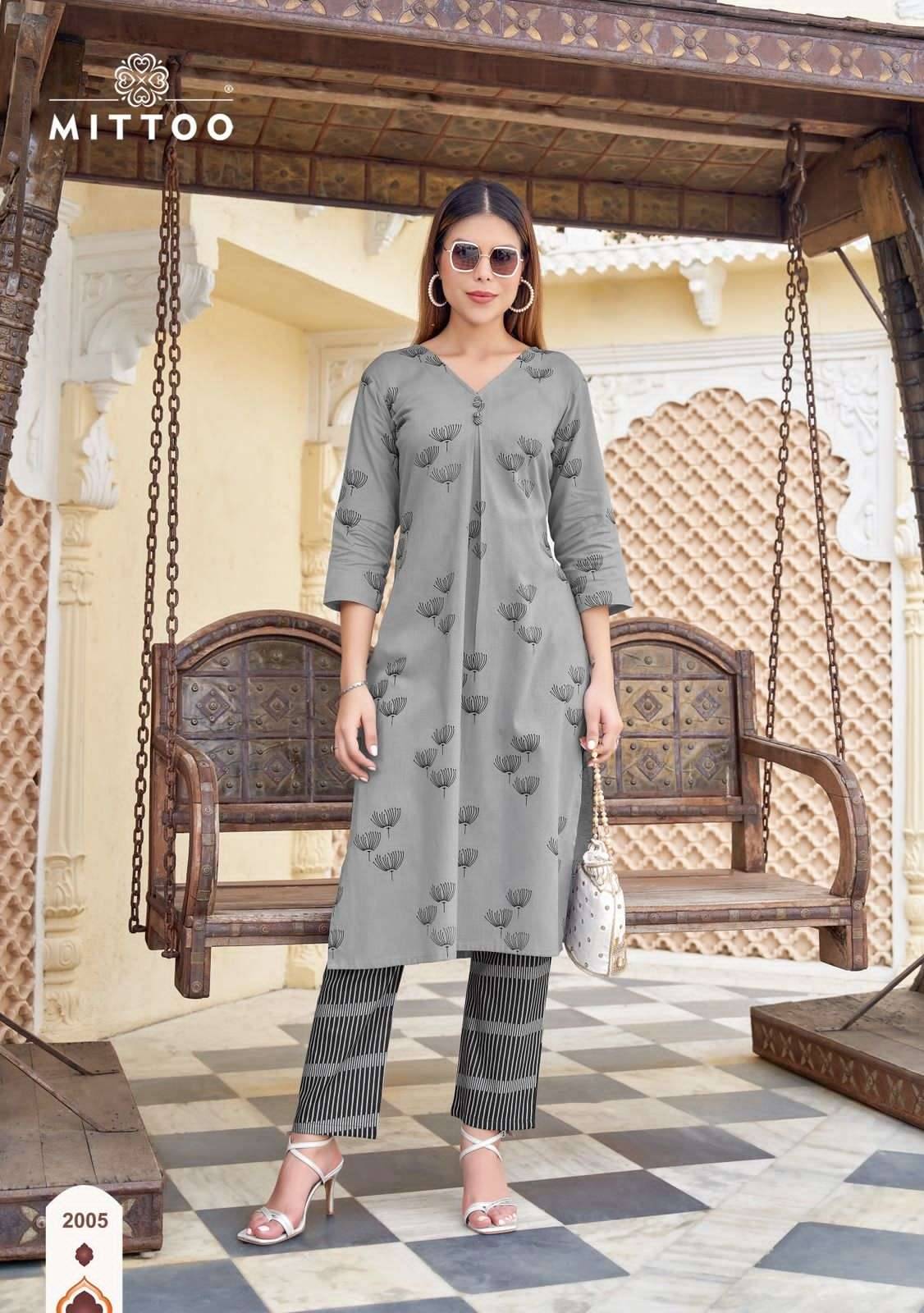  Floral Style By Mittoo 2001 To 2006 Series Beautiful Festive Suits Colorful Stylish Cotton Kurtis At Wholesale Price